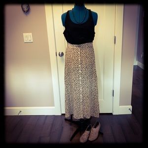 Vintage 90s Floral Button Front Midi Skirt